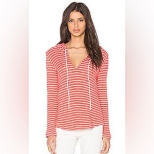 Splendid | Meridien Stripe Loose Knit Hoodie | Poppy & White